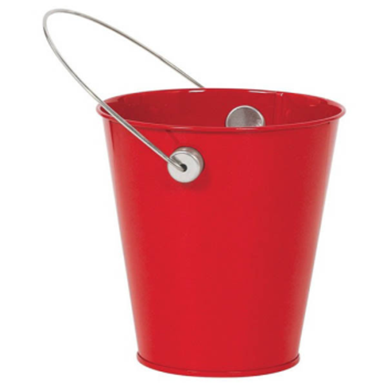 PartyMart. METAL BUCKET WITH HANDLE RED