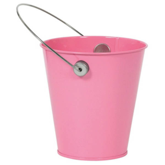 PartyMart. METAL BUCKET WITH HANDLE PINK