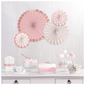 Image de Blush Wedding Paper Fans - Hot Stamp