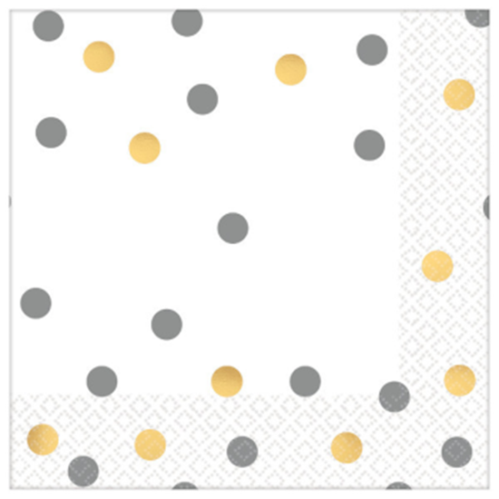 Picture of GOLD AND SILVER CONFETTI BEVERAGE NAPKINS - HOT STAMPED