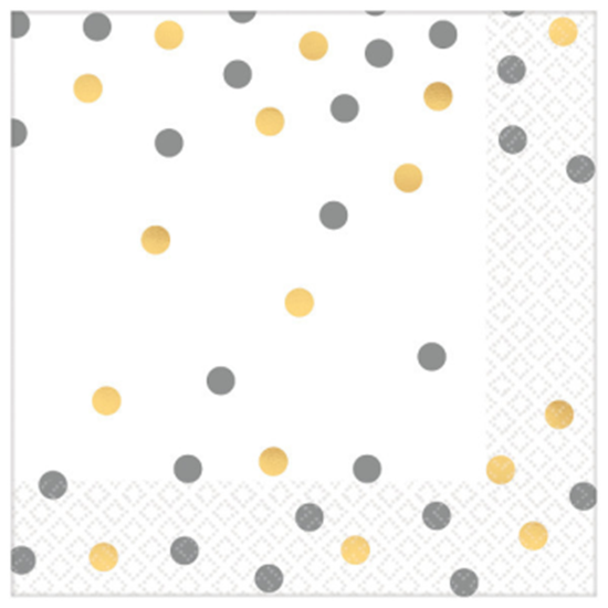 Picture of GOLD AND SILVER CONFETTI LUNCHEON NAPKINS - HOT STAMPED