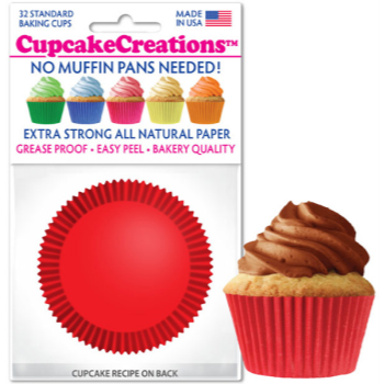 Image de BAKING CUPS - STANDARD - RED 32/PKG