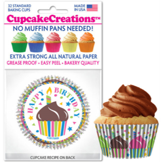 Picture of BAKING CUPS - STANDARD - HAPPY BIRTHDAY   32/PKG