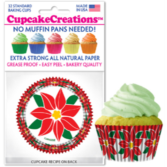 Picture of TABLEWARE - BAKING CUPS - POINSETTIA