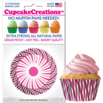 Picture of BAKING CUPS - STANDARD - PINK SWIRL  32/PKG