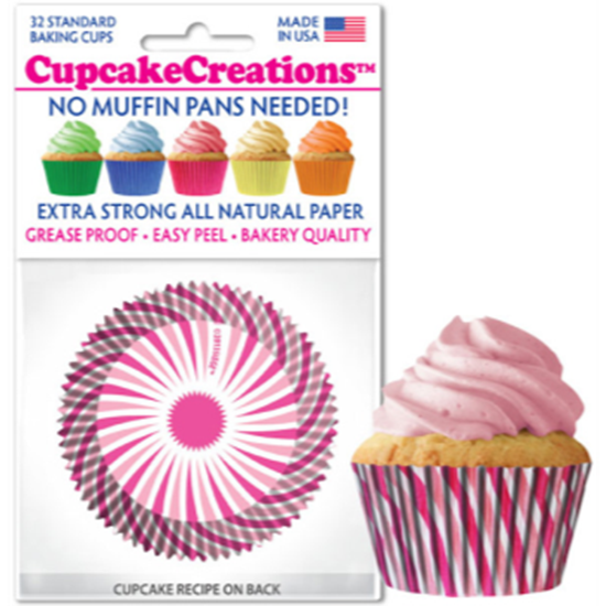 Picture of BAKING CUPS - STANDARD - PINK SWIRL  32/PKG