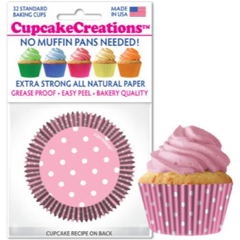 Image de BAKING CUPS - STANDARD - PINK POLKA DOTS 32/PKG