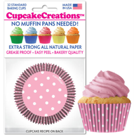 Picture of BAKING CUPS - STANDARD - PINK POLKA DOTS 32/PKG