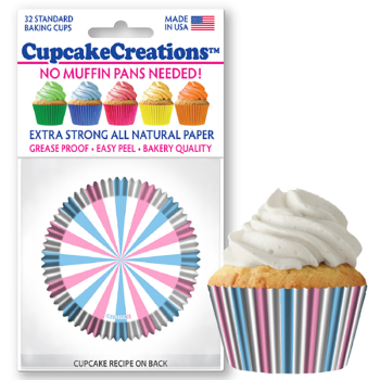 Image de BAKING CUPS - STANDARD - GENDER REVEAL STRIPES  32/PKG