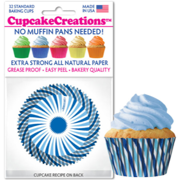 Image de BAKING CUPS - STANDARD - BLUE SWIRL  32/PKG