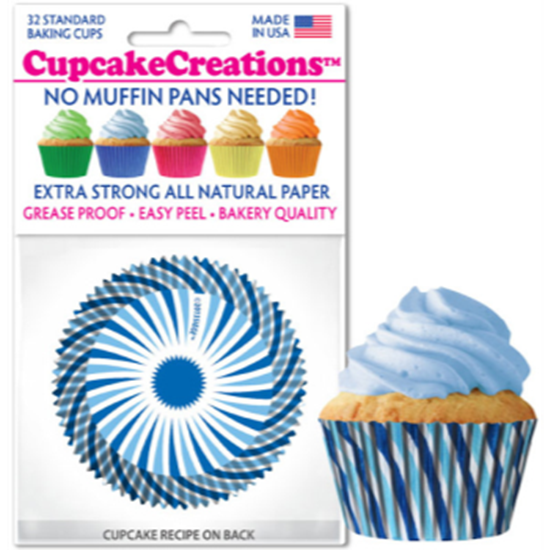 Image sur BAKING CUPS - STANDARD - BLUE SWIRL  32/PKG