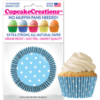 Picture of BAKING CUPS - STANDARD - BLUE POLKA DOTS 32/PKG