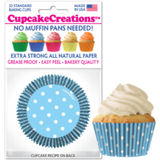Picture of BAKING CUPS - STANDARD - BLUE POLKA DOTS 32/PKG