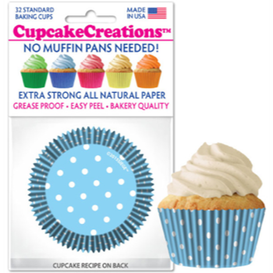 Image sur BAKING CUPS - STANDARD - BLUE POLKA DOTS 32/PKG