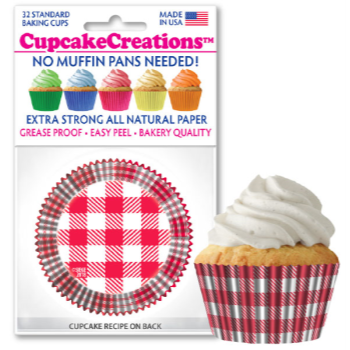 Image de BAKING CUPS - STANDARD - RED AND WHITE CHECK  32/PKG