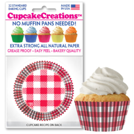 Picture of BAKING CUPS - STANDARD - RED AND WHITE CHECK  32/PKG