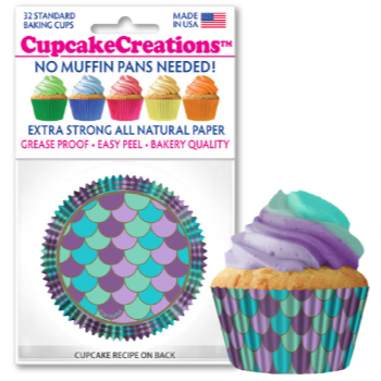 Image de BAKING CUPS - STANDARD - MERMAID SCALES  32/PKG