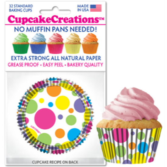 Picture of BAKING CUPS - STANDARD - RAINBOW DOTS 32/PKG