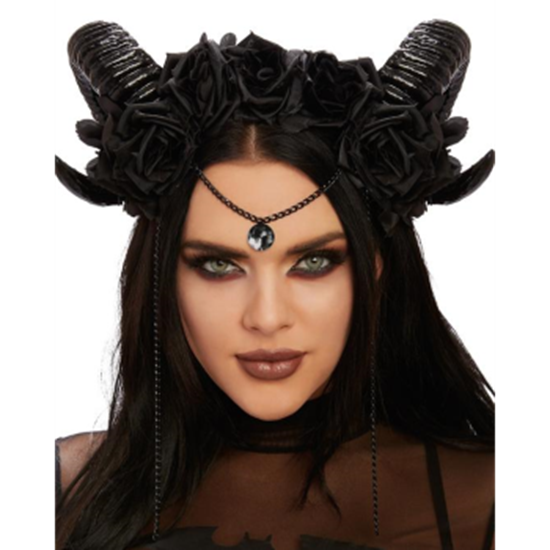 Image sur ANIMAL - RAM HEADPIECE WITH BLACK ROSES