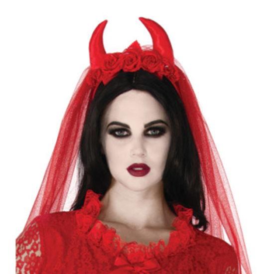 Picture of DEVIL VILLAINOUS TULLE VEIL - RED