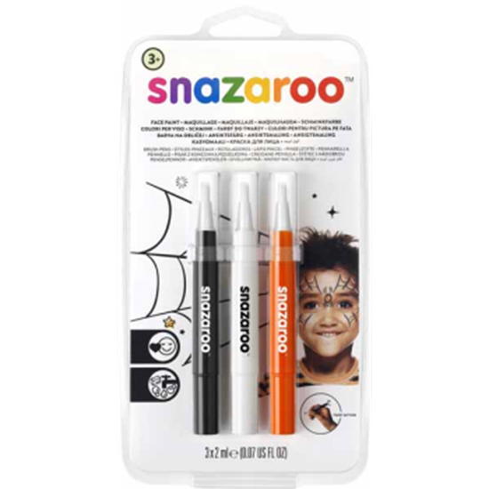 Picture of SNAZAROO -  BRUSH PENS - HALLOWEEN (BLACK,ORANGE,WHITE)