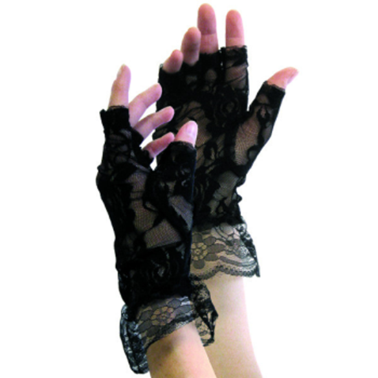 Picture of GLOVES - FINGERLESS BLACK LACE GLOVES