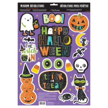 Image de HALLOWEEN FRIENDS GLITTER WINDOW DECORATIONS