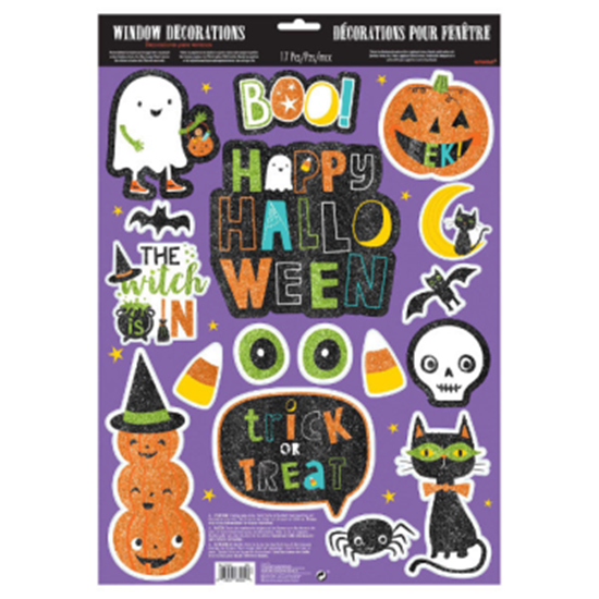 Picture of HALLOWEEN FRIENDS GLITTER WINDOW DECORATIONS