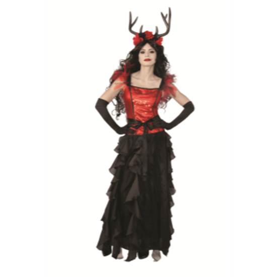 Picture of ANIMAL DARK WOODLAND DEER HEADPIECE - RED AND BLACK ROSES