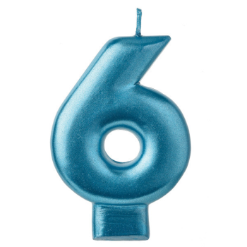 Image de BLUE NUMERAL CANDLE - 6  