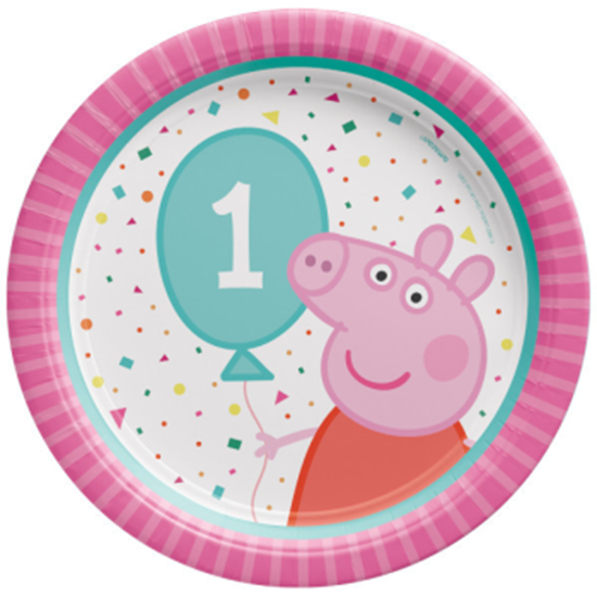 Picture of PEPPA PIG 1ST BIRTHDAY -  7" ROUND  PLATE