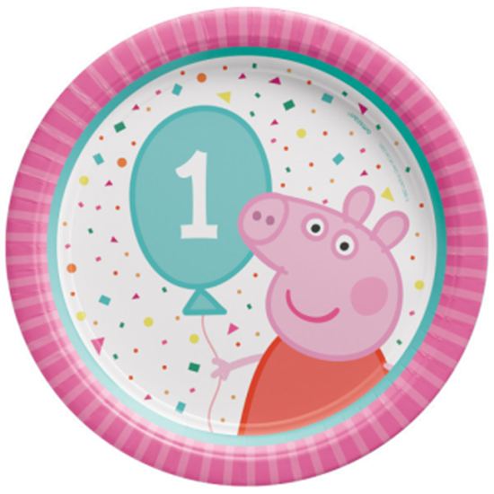 Image sur PEPPA PIG 1ST BIRTHDAY -  7" ROUND  PLATE