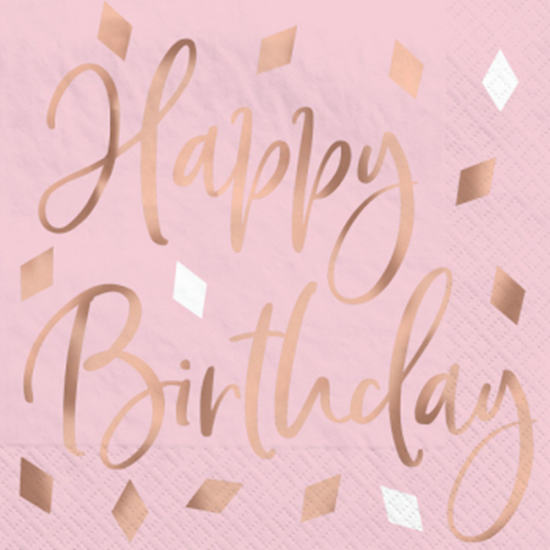 Picture of TABLEWARE - BLUSH BIRTHDAY - BEVERAGE NAPKINS - HOT STAMPED