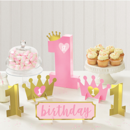 Picture of DECOR - 1st BIRTHDAY TABLE CENTREPIECE DECORATING KIT - PINK