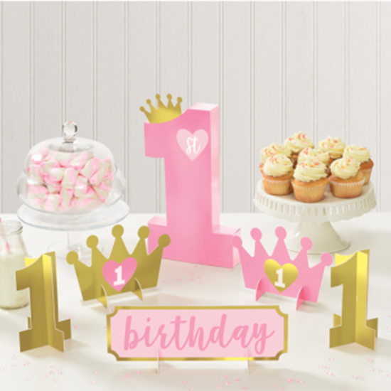 Image sur DECOR - 1st BIRTHDAY TABLE CENTREPIECE DECORATING KIT - PINK