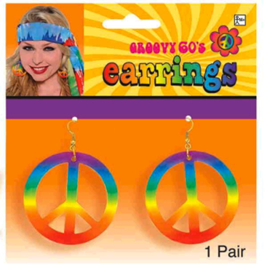 Picture of 60'S PEACE SIGN EARRINGS - TIE DYE