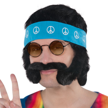 Picture of HIPPIE KIT - HEADBAND, MOUSTACHE, SIDEBURNS, WIG