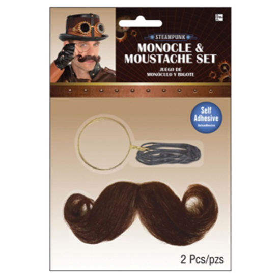 Picture of STEAMPUNK MONOCLE AND MOUSTACHE SET