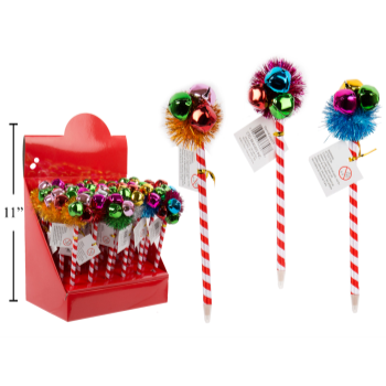 Image de DECOR - CHRISTMAS BALL PEN WITH POM POM AND BELL