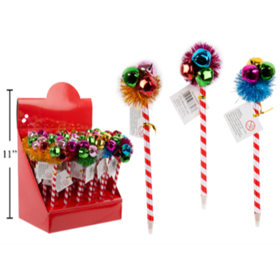 Picture of DECOR - CHRISTMAS BALL PEN WITH POM POM AND BELL