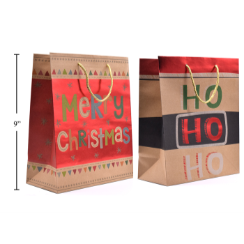 Image de DECOR - GIFT BAG - CHRISTMAS HOT STAMPED KRAFT  BAG - MEDIUM