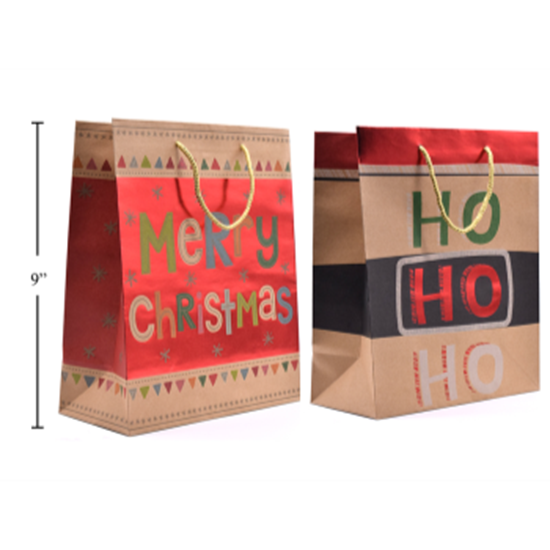 Image sur DECOR - GIFT BAG - CHRISTMAS HOT STAMPED KRAFT  BAG - MEDIUM