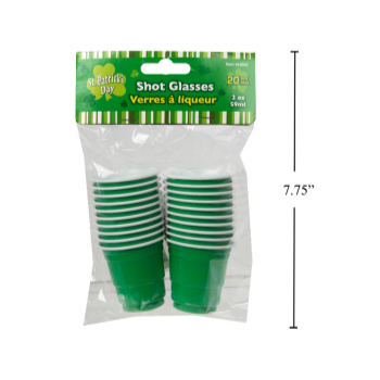 Picture of TABLEWARE - ST PATRICK'S GREEN 2oz SHOT GLASSES