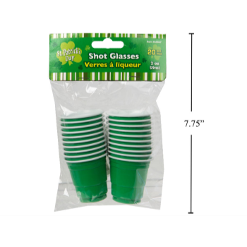 Image de TABLEWARE - ST PATRICK'S GREEN 2oz SHOT GLASSES