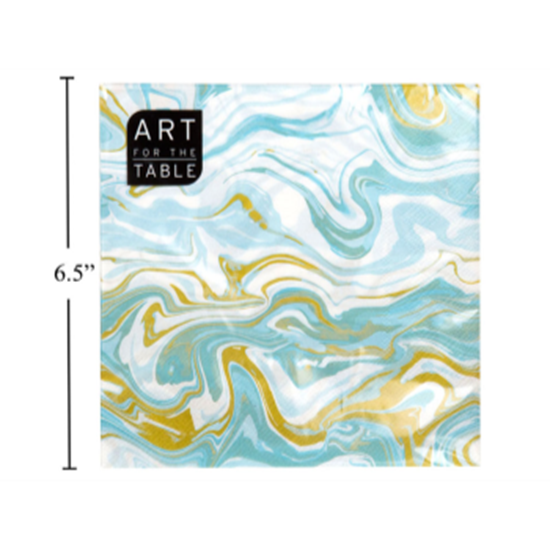 Image sur TABLEWARE - BLUE MARBLE EFFECT LUNCHEON NAPKIN