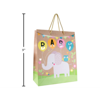 Picture of BABY ELEPHANT KRAFT GIFT BAG - MEDIUM