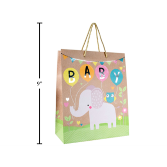 Image sur BABY ELEPHANT KRAFT GIFT BAG - MEDIUM