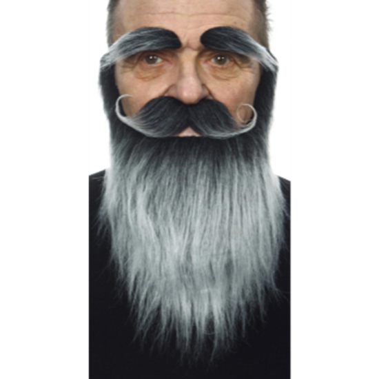 Image sur MUSTACHE EYEBROW AND BEARD SET - GREY
