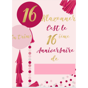 Image de 16th - LAWN YARD SIGN - SWEET 16 "WRITE ANY NAME" - FRENCH