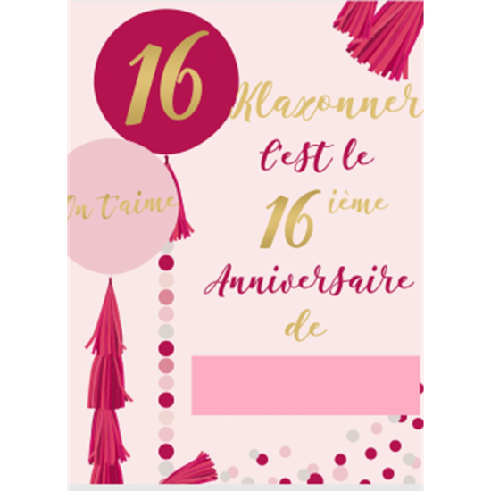 Picture of 16th - LAWN YARD SIGN - SWEET 16 "WRITE ANY NAME" - FRENCH